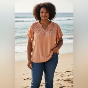 BloomChic Lace Sleeve Top